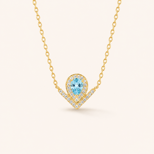 Radiant Dewdrop Blue Topaz & Garnet Necklace