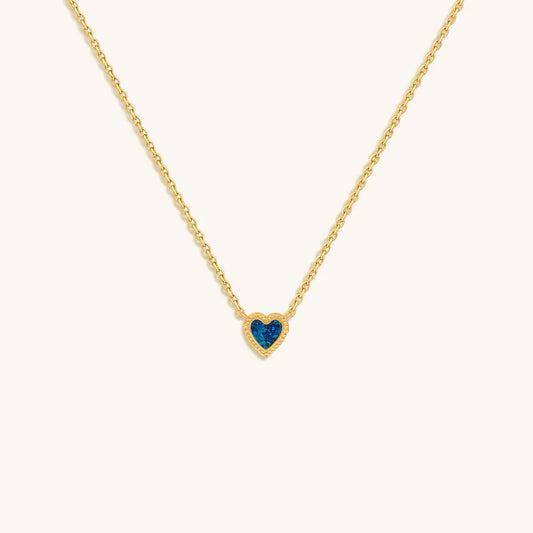 Cancer Confident Soul Lab Blue Opal Heart Gold Necklace