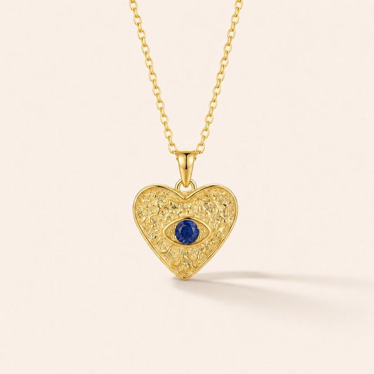 Golden Heart Lapis & Garnet Necklace