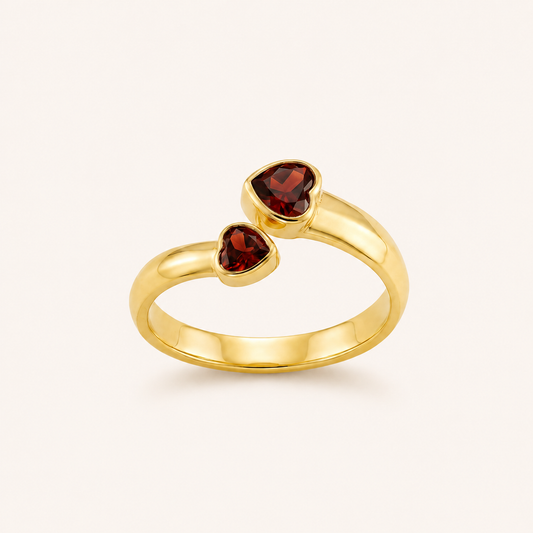 Twin Flame Garnet & Amethyst Gold Ring