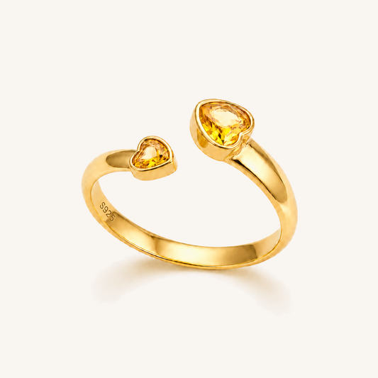 HEART OF LAND Two-Stone Open Ring Citrine