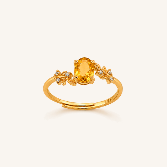 HEART OF LAND Oval Leaf Accent Ring Citrine