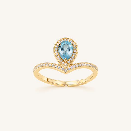 Pear Halo Split-Band Ring