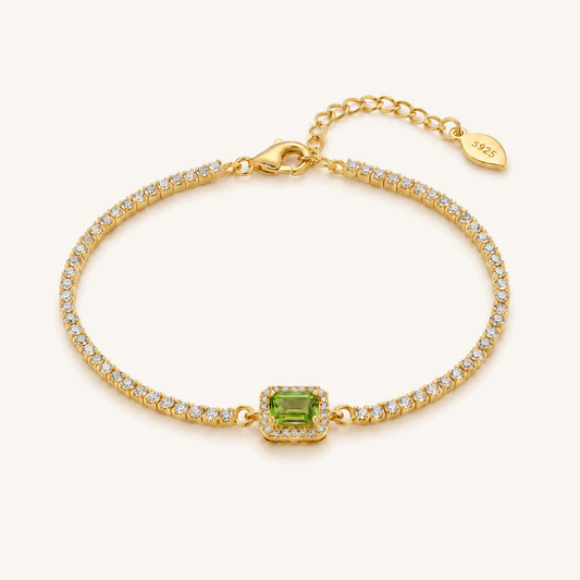 HEART OF LAND Step-Cut Tennis Bracelet Peridot