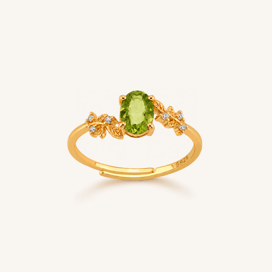 Oval Leaf Accent Ring