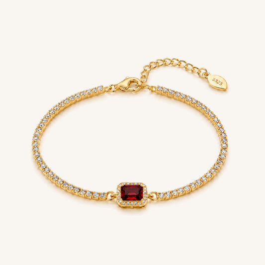 HEART OF LAND Step-Cut Tennis Bracelet Garnet