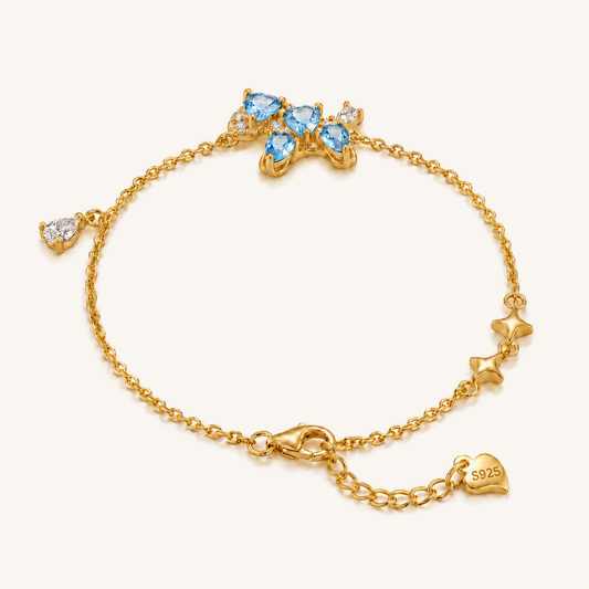Natural Gemstone Butterfly Bracelet in 18K Gold-Plated S925 Sterling Silver – Wings of Light