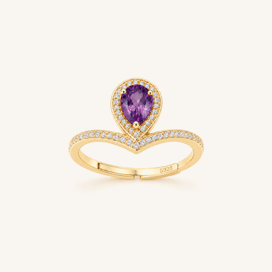 Pear Halo Split-Band Ring