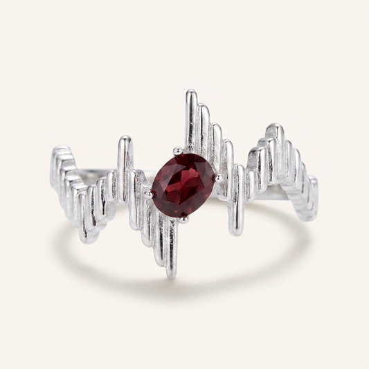 Energy Pulse Garnet & Blue Topaz Ring