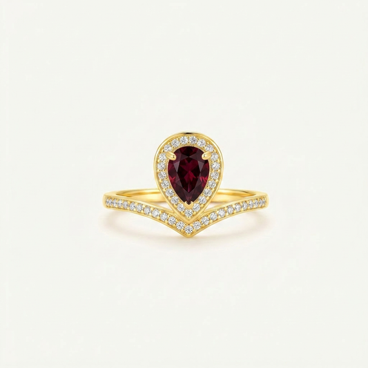Royal Drop Garnet & Blue Topaz Gold Ring