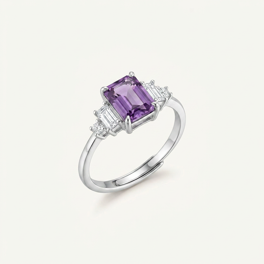 Clear Vision Amethyst & Aquamarine Silver Ring