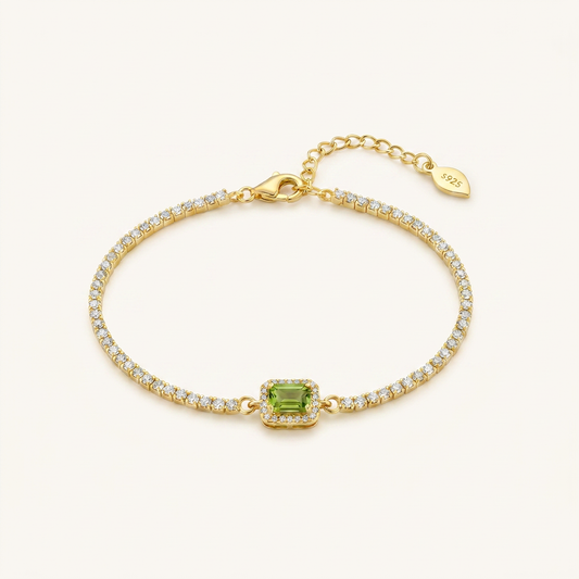 Single Light Peridot & Blue Topaz Bracelet