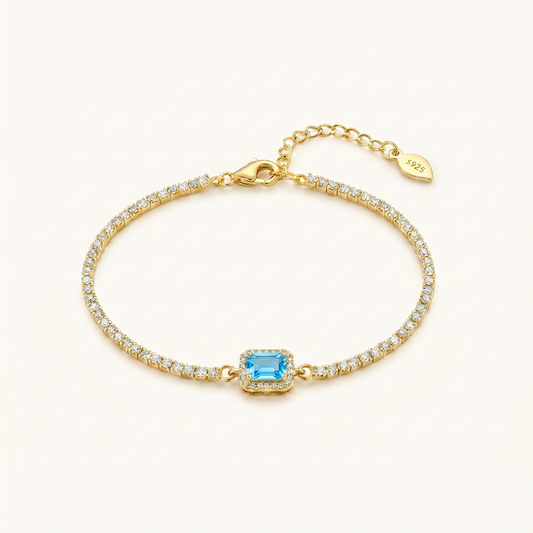 Single Light Peridot & Blue Topaz Bracelet