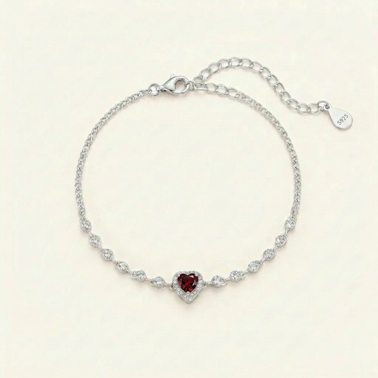 Heart Light Garnet & Blue Topaz Bracelet