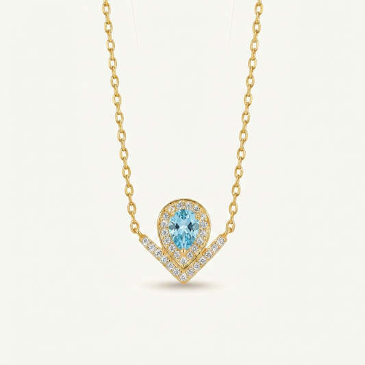 Radiant Dewdrop Blue Topaz & Garnet Necklace
