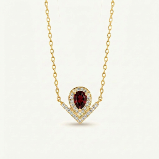 Radiant Dewdrop Blue Topaz & Garnet Necklace