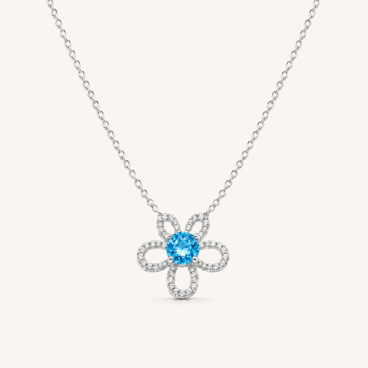 Natural Gemstone Clover Necklace in S925 Sterling Silver – Fourfold Light