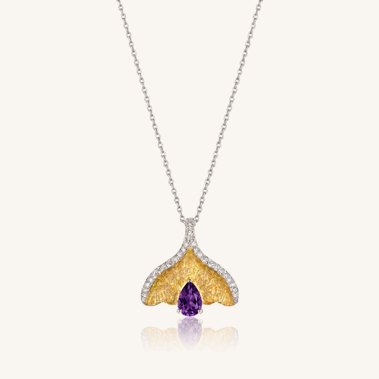HEART OF LAND Ginkgo Leaf Pendant Necklace Amethyst