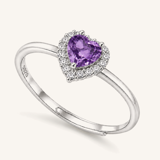 HEART OF LAND Heart Halo Ring Amethyst