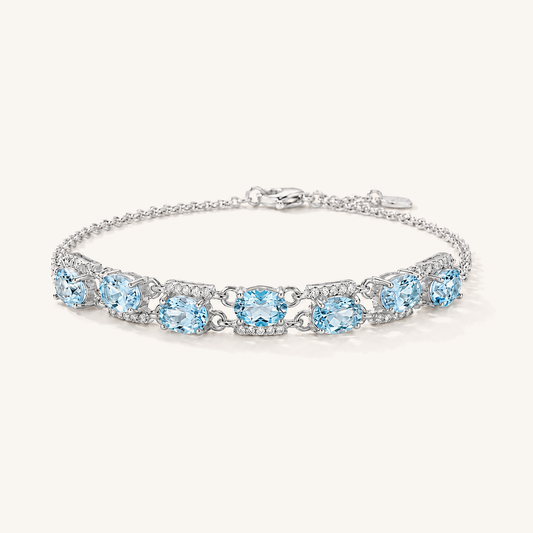 HEART OF LAND Oval Stone Tennis Bracelet Aquamarine.