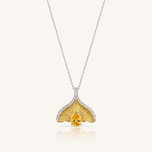 HEART OF LAND Ginkgo Leaf Pendant Necklace Citrine