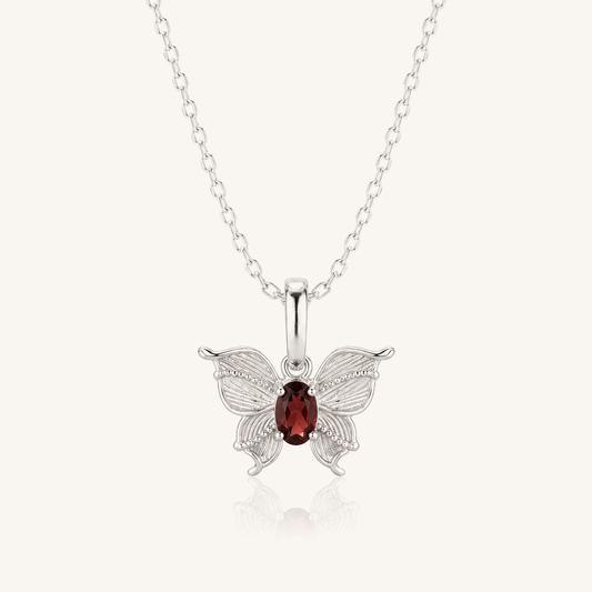 Natural Gemstone Butterfly Necklace in S925 Sterling Silver – Renewed Wings