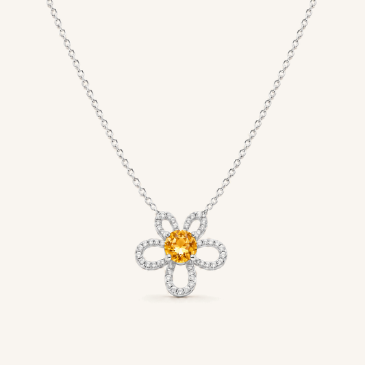 Natural Gemstone Clover Necklace in S925 Sterling Silver – Fourfold Light