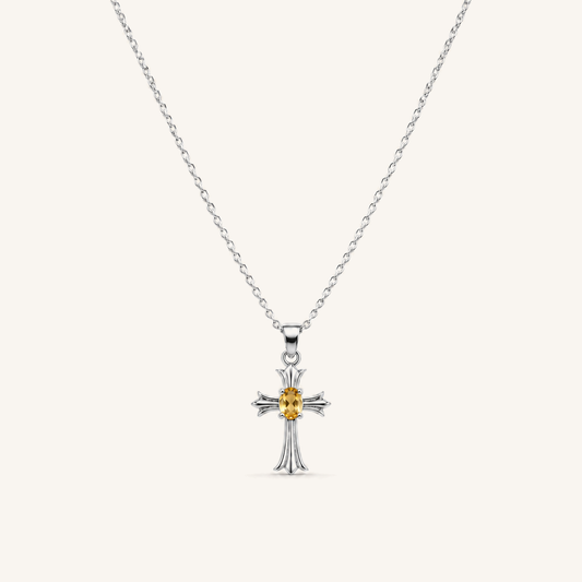 HEART OF LAND Cross Pendant Necklace Citrine