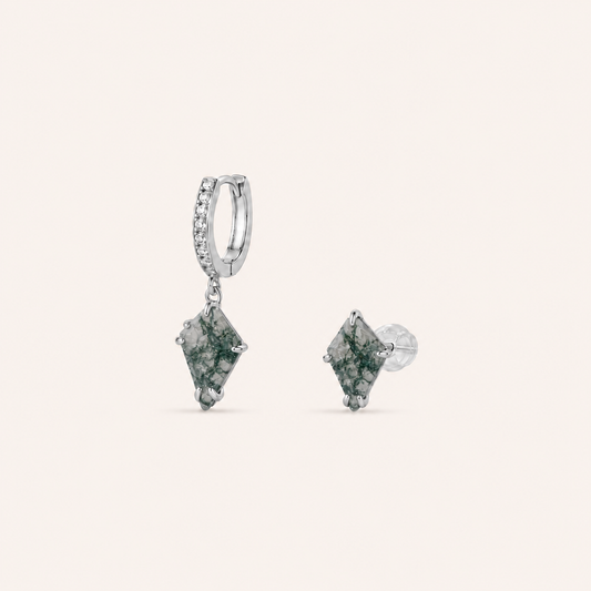 Grounded Green Gemstone Huggie Earrings