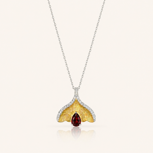 Golden Ginkgo Multi-Gem Silver Necklace
