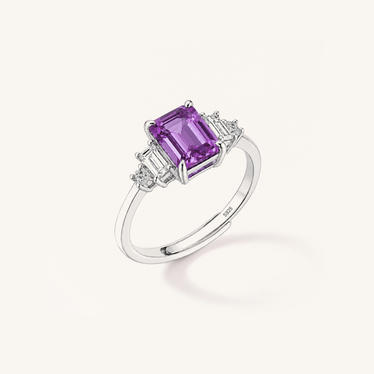 Step-Cut Three-Stone Ring