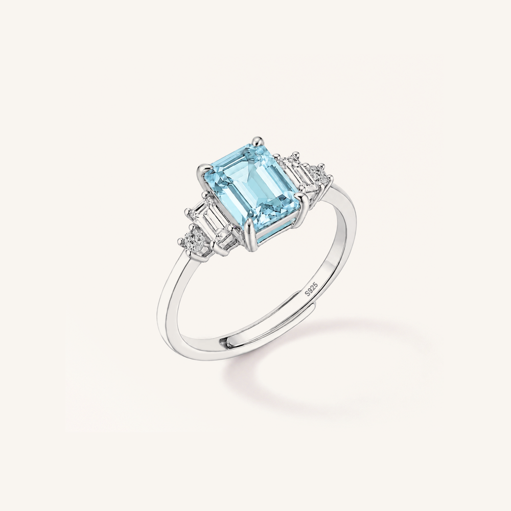 Step-Cut Three-Stone Ring
