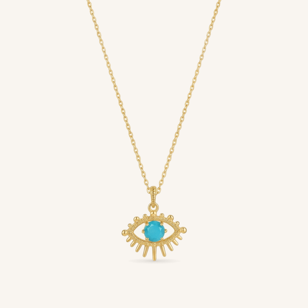 December Turquoise Birthstone Eye Necklace