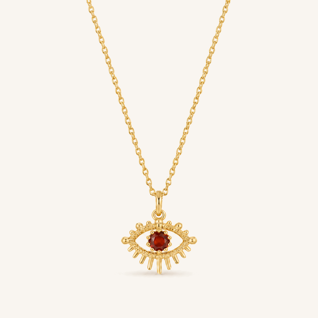 July Red Agate Birthstone Eye Necklace