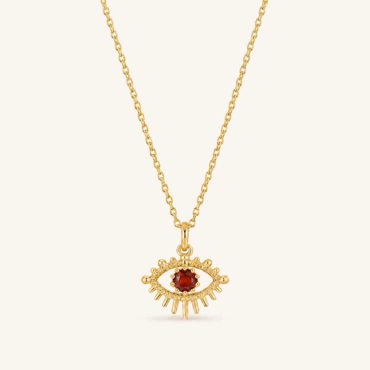 HEART OF LAND July Red Agate Birthstone Eye Necklace