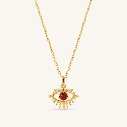 HEART OF LAND July Red Agate Birthstone Eye Necklace