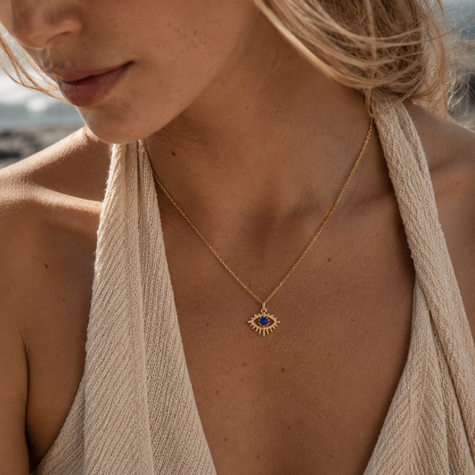 HEART OF LAND September Lapis Lazuli Birthstone Eye Necklace