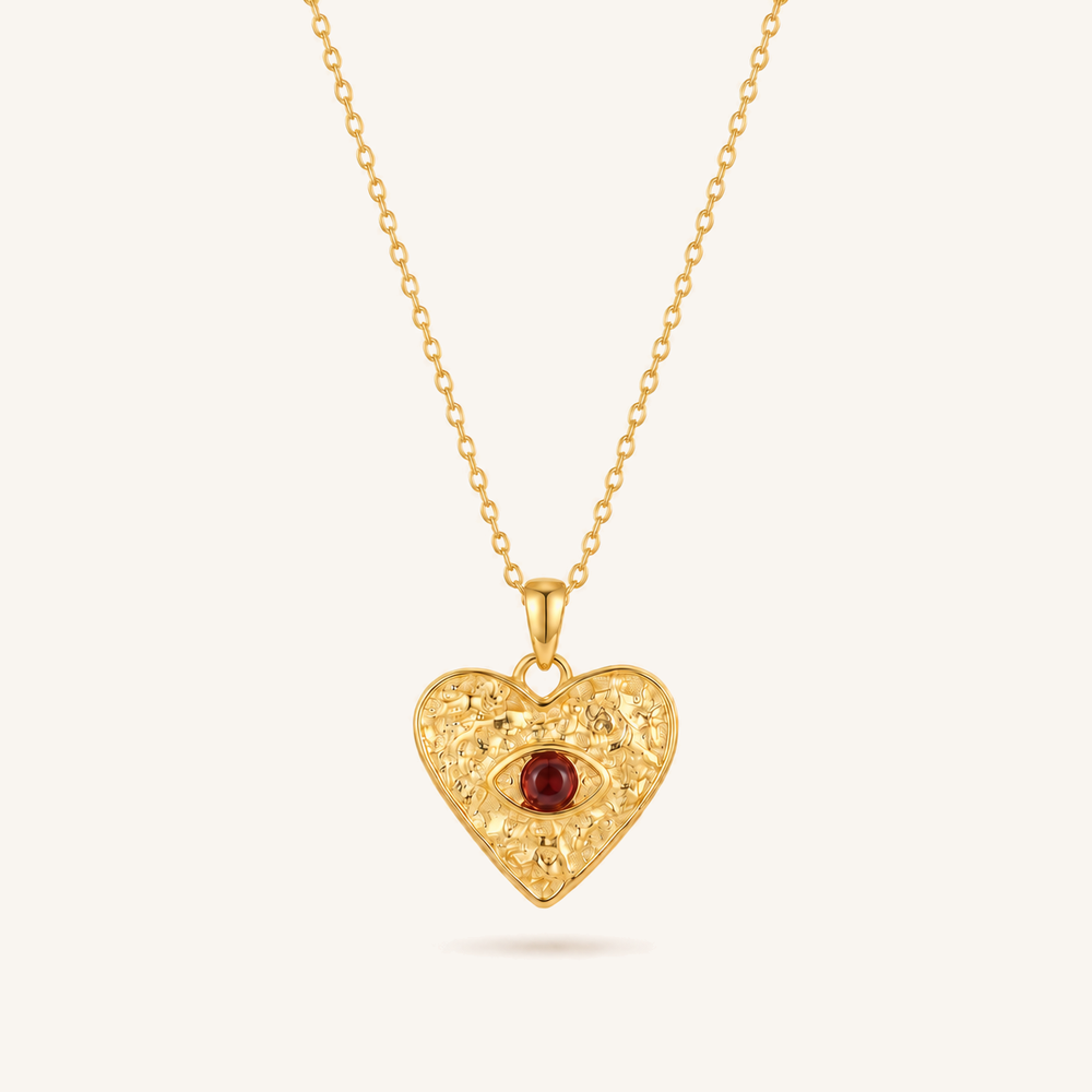 HEART OF LAND Textured Heart Pendant Necklace Garnet