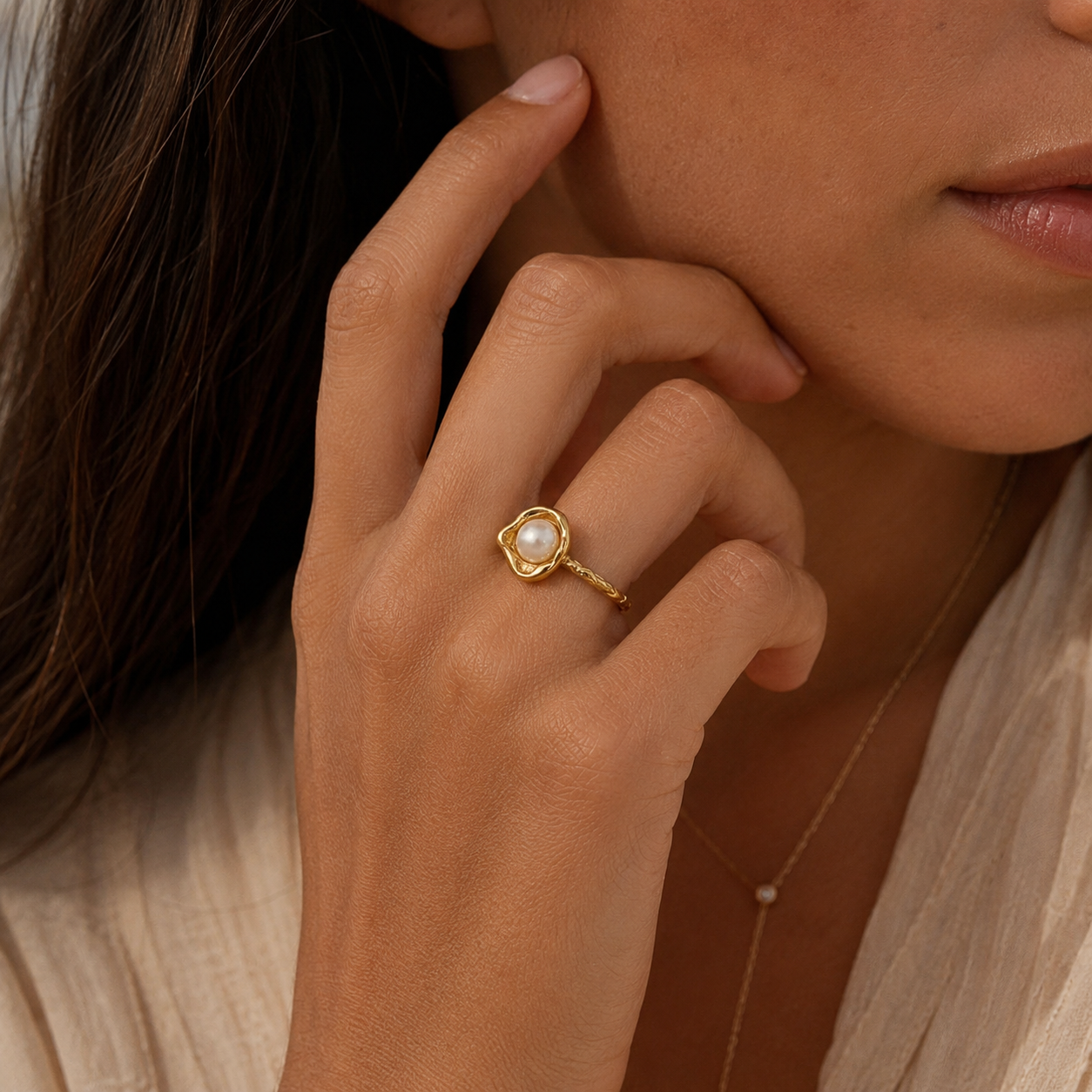 HEART OF LAND Pearl Floral Ring in S925 Sterling Silver – Pearl Bloom