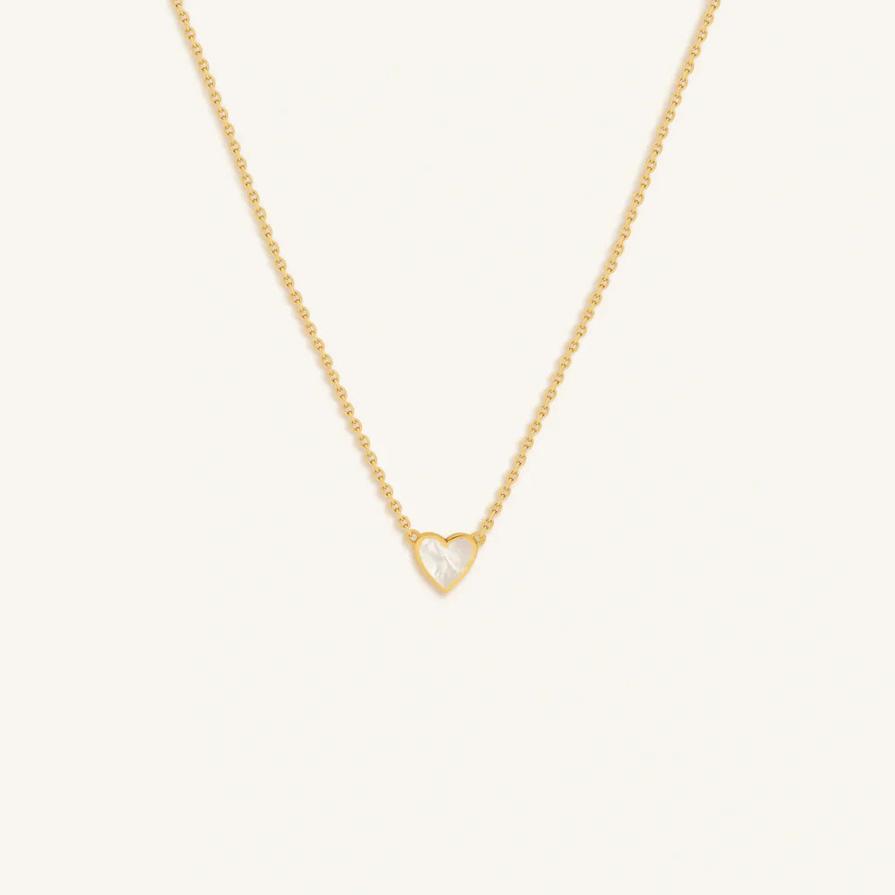 Leo Heartfelt Abundance Mother of Pearl Heart Gold Necklace