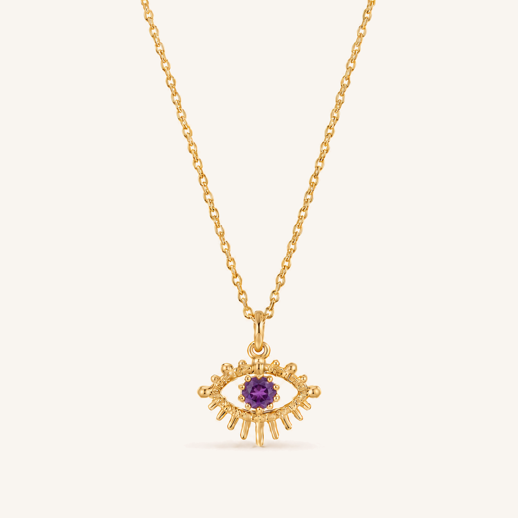 February Amethyst Birthstone Eye Necklace