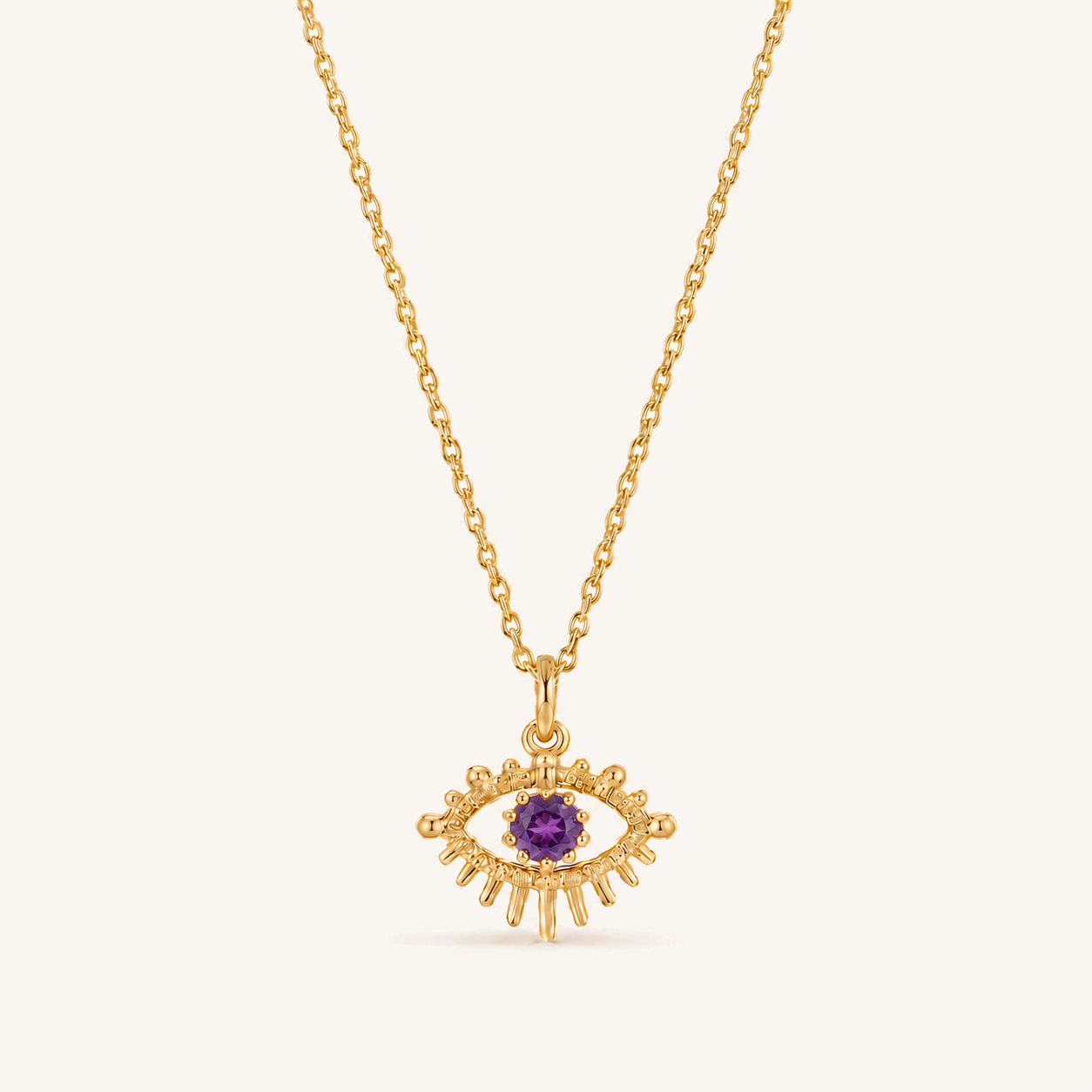 February Amethyst Birthstone Eye Necklace