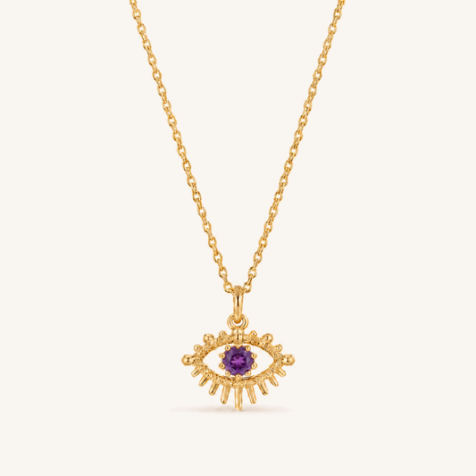 HEART OF LAND February Amethyst Birthstone Eye Necklace