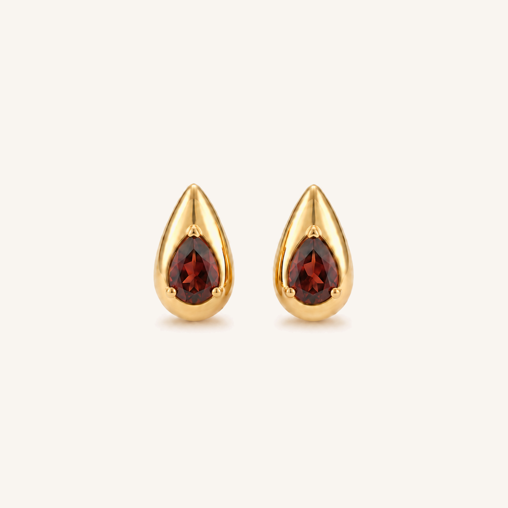 HEART OF LAND Pear-Shaped Stud Earrings 18K Gold-Plated S925 Silver