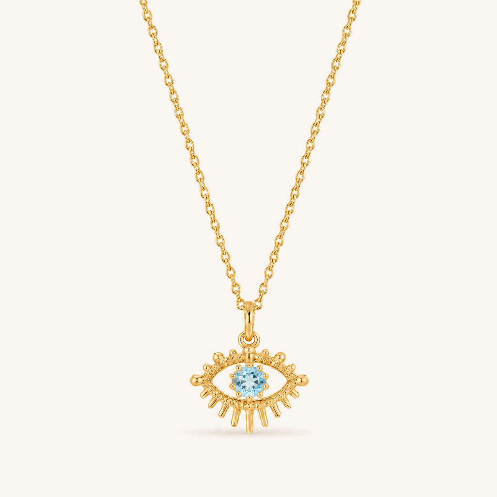 March Aquamarine Birthstone Eye Necklace