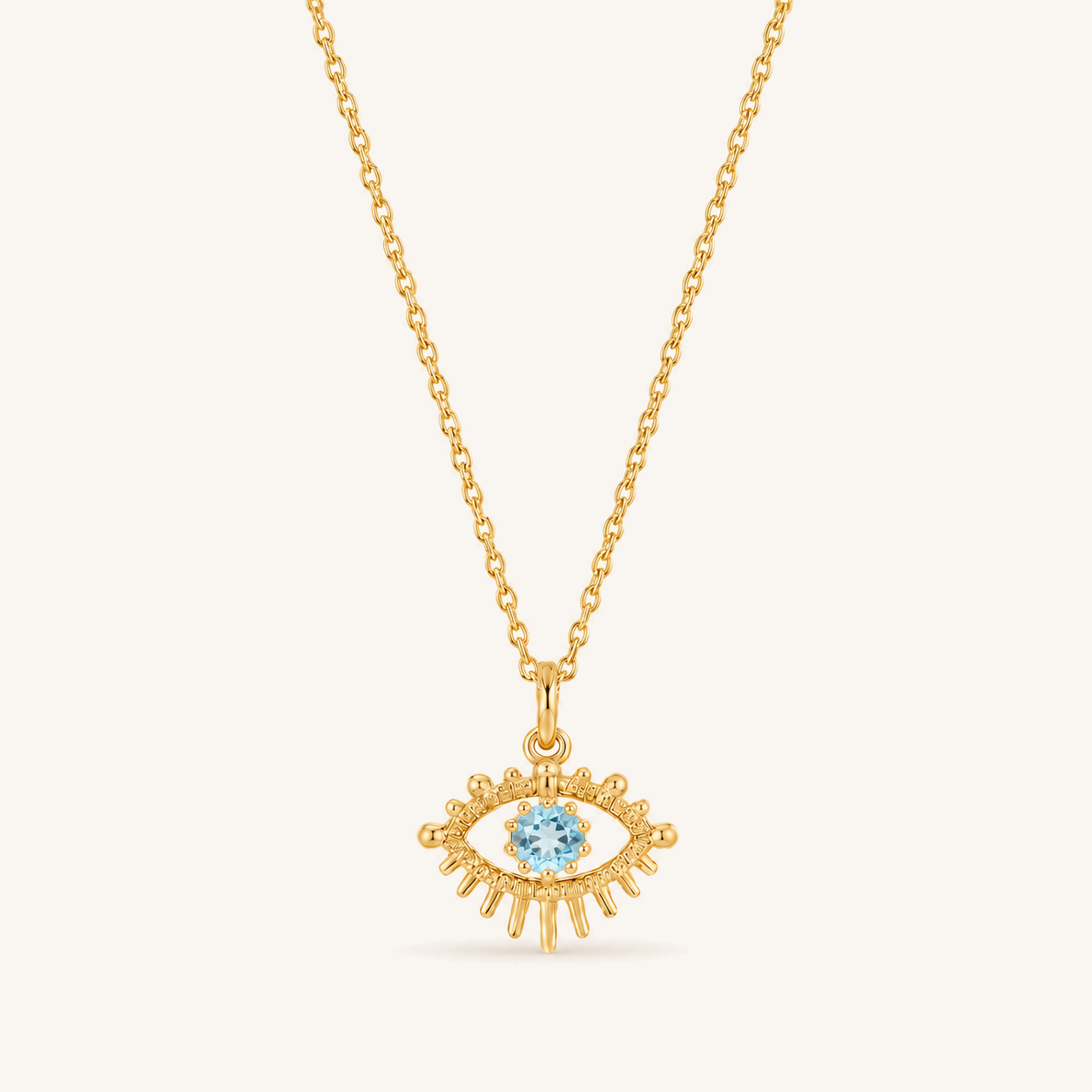 March Aquamarine Birthstone Eye Necklace