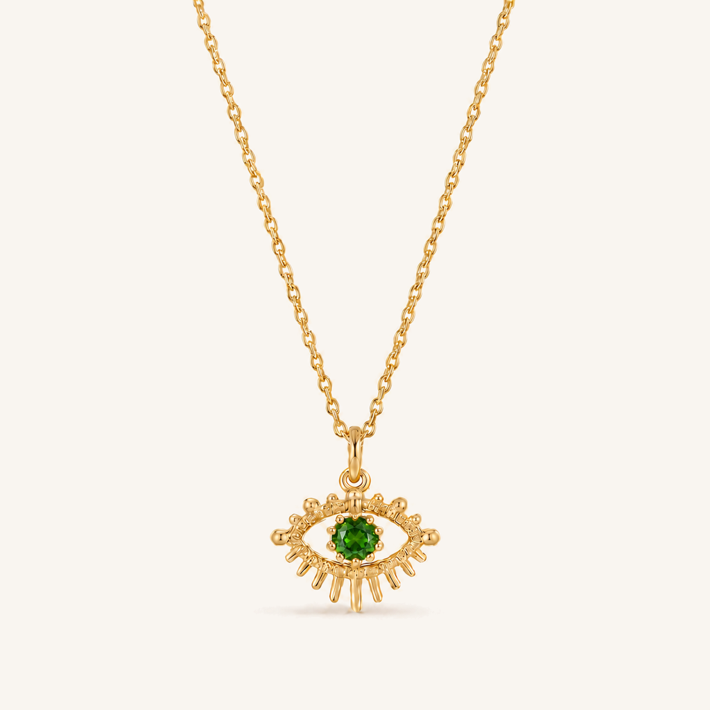 May Diopside Birthstone Eye Necklace
