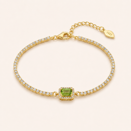 Single Light Peridot & Blue Topaz Bracelet