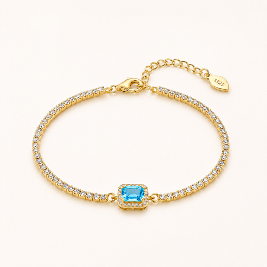 Single Light Peridot & Blue Topaz Bracelet