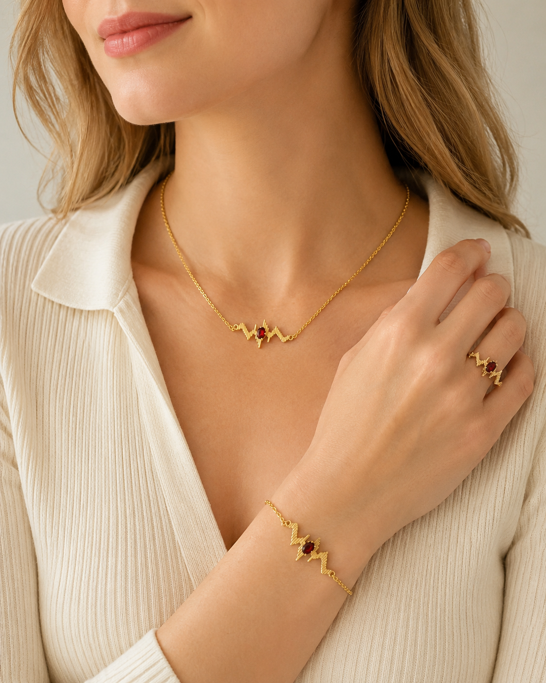 HEART OF LAND Natural Gemstone Matching Jewelry Set